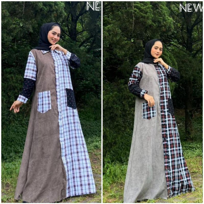 Maxi Dress Gamis Corduroy Mix by NEW OZ Original
