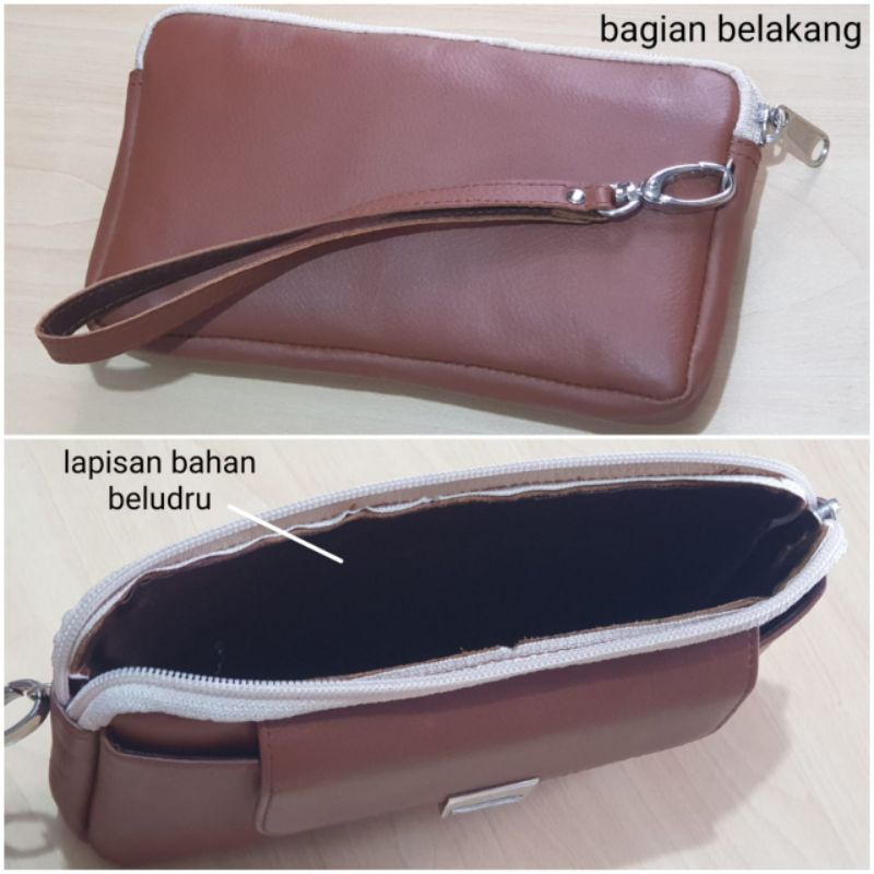 handbag clutch mini kulit asli cokelat