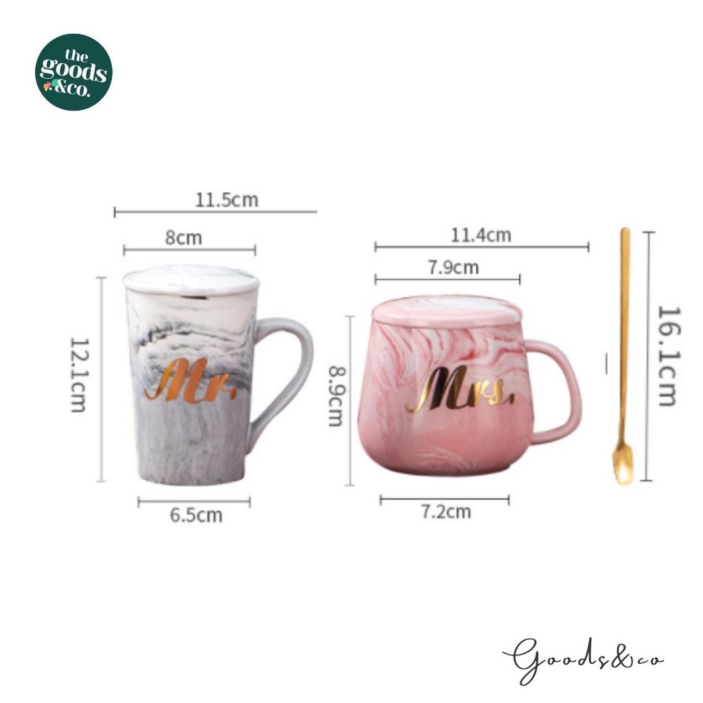 Gelas Couple Marble Mug Set Gift Box Cangkir Couple Mug Set Mr &amp; Mrs