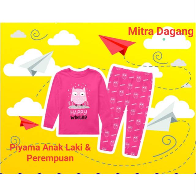 Baju Setelan Anak / Piyama Anak Lucu Motif Burung Hantu