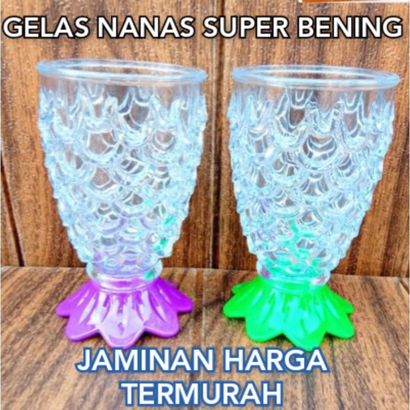 GELAS NANAS PLASTIK SUPER KRISTAL 1 Set 6pcs Gelas Minum Super Bening