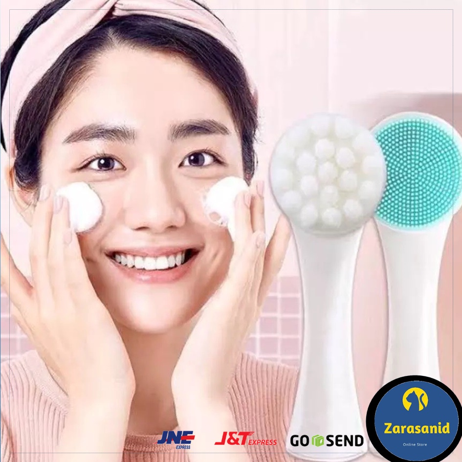 Alat Cuci Muka 2IN1 Sikat Wajah 2 Sisi Facial Cleansing Brush Silicone Praktis Ekonomis