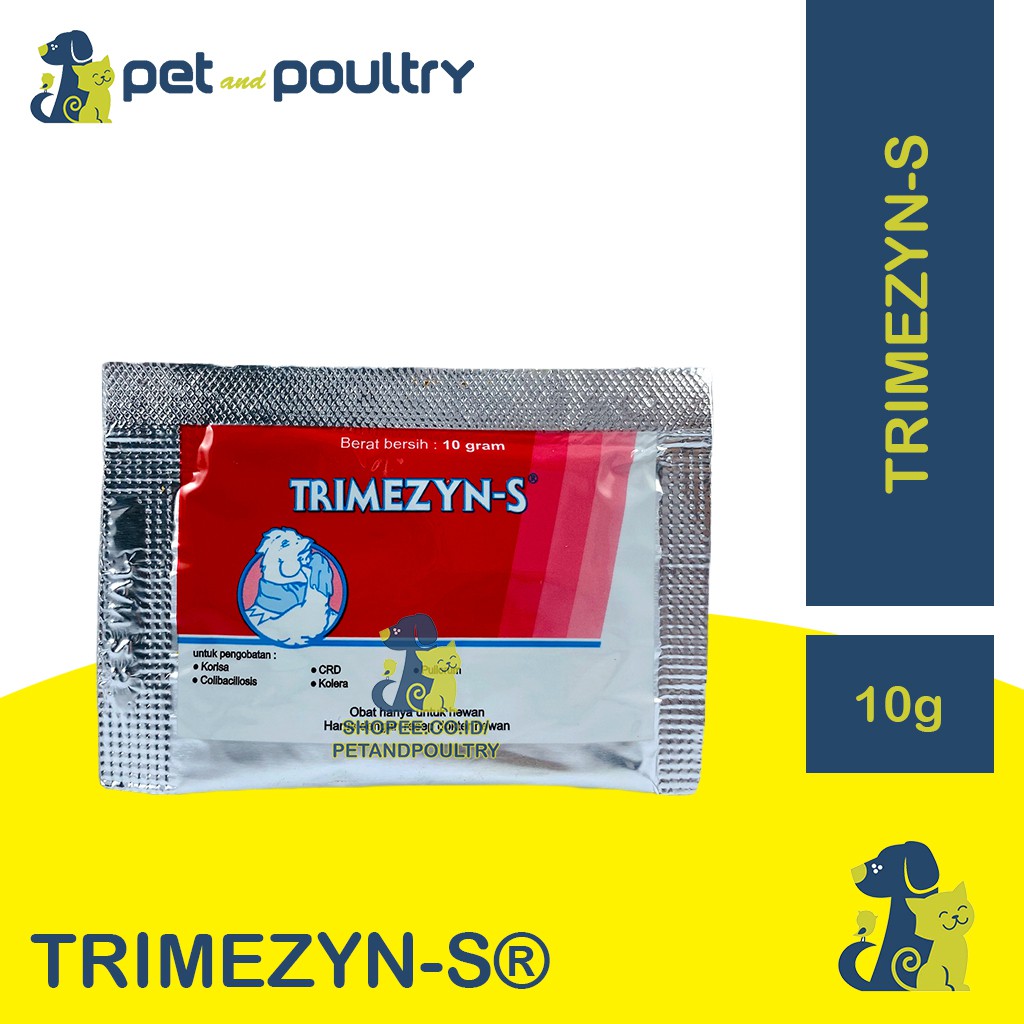 TRIMEZYN-S 10 GR - TRIMEZYN S / OBAT PILEK NGOROK BERAK HIJAU BERAK KAPUR SNOT BENGKAK AYAM
