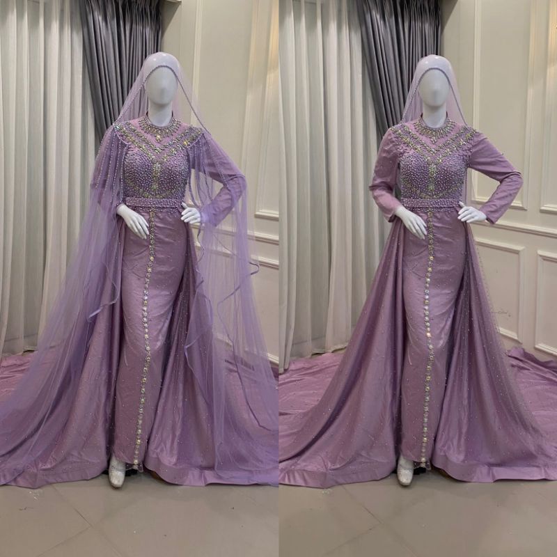 GAUN PENGANTIN SLIM  FULL PAYET BEREKOR MODERN//GAUN WEDDING MEWAH//GAUN