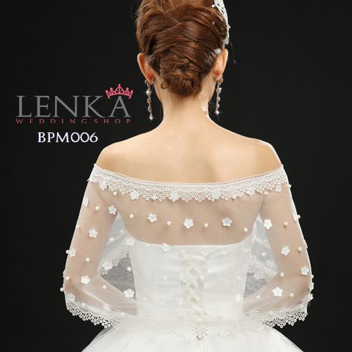 [PRODUK FAVORIT] AKSESORIS BOLERO LACE PESTA PENGANTIN PUTIH WANITA BPM006