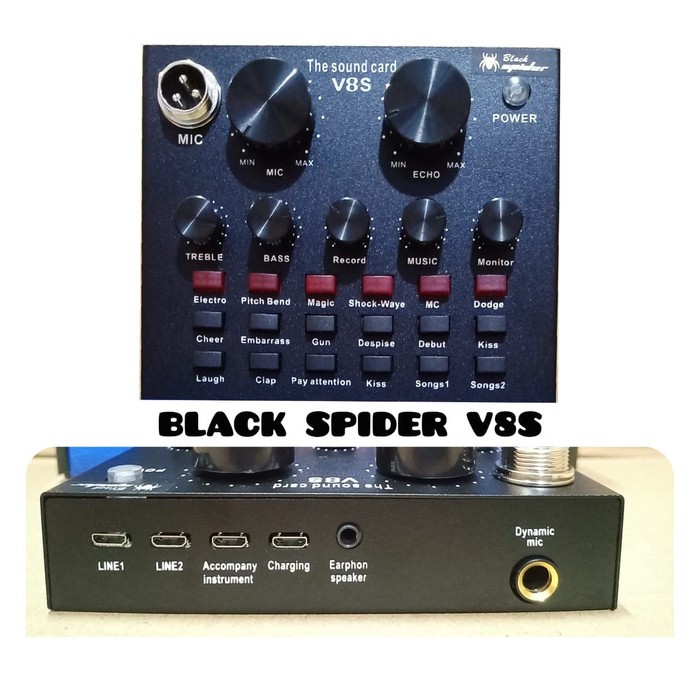 BLACK SPIDER MIXER V8S MULTIFUNCTIONAL LIVE SOUND CARD