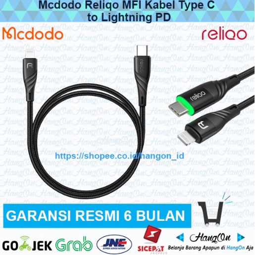 Mcdodo Reliqo Kabel Data Iphone MFI Type C to Lightning PD AutoCut off