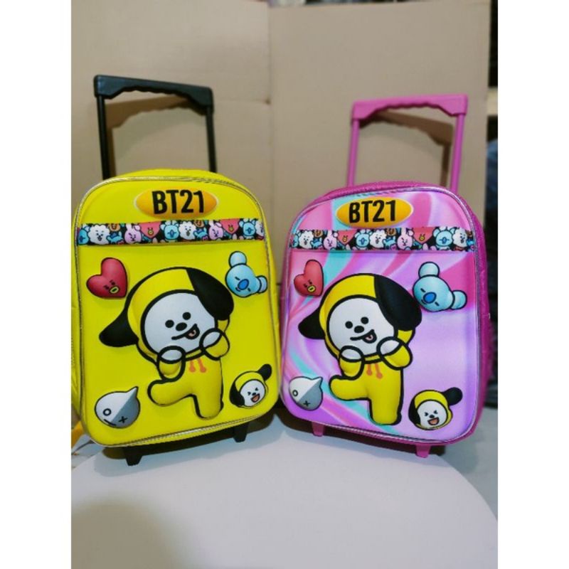 Ransel Troly 3D Embos Tas roda anak sekolah perempuan SD size besar