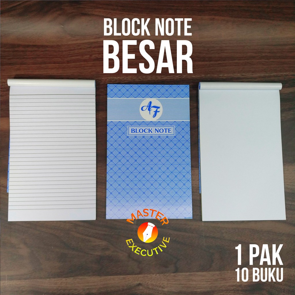 

[Pak - 10 Buku] AF Blocknote Besar Garis / Polos - Notes Notepad