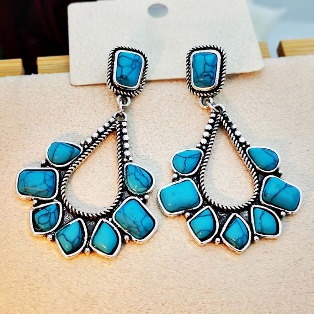 Hu Hu Hu Hu Hu Alat Bantu Pasang Kacamata♡ Anting Tusuk Gantung Wanita Desain Tetesan Air Hias Turquoise Imitasi Untuk Hadiah