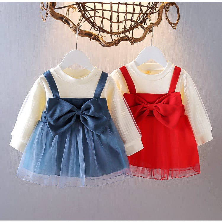 Dress Gaun Terusan Pesta Import Anak Bayi Balita Perempuan  / Dress Anak Korean Style Motif PITA Imu