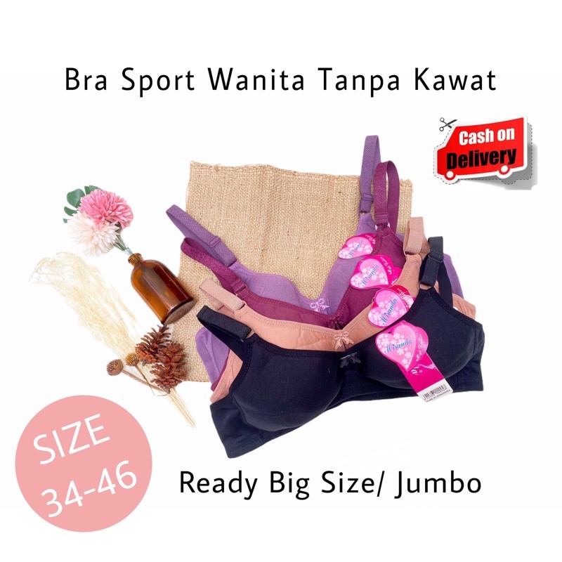 Bra BH Beha Kurang Pakaian Dalam Sport Wanita Perempuan Busa Tanpa Kawat Kualitas Import Ukuran 40