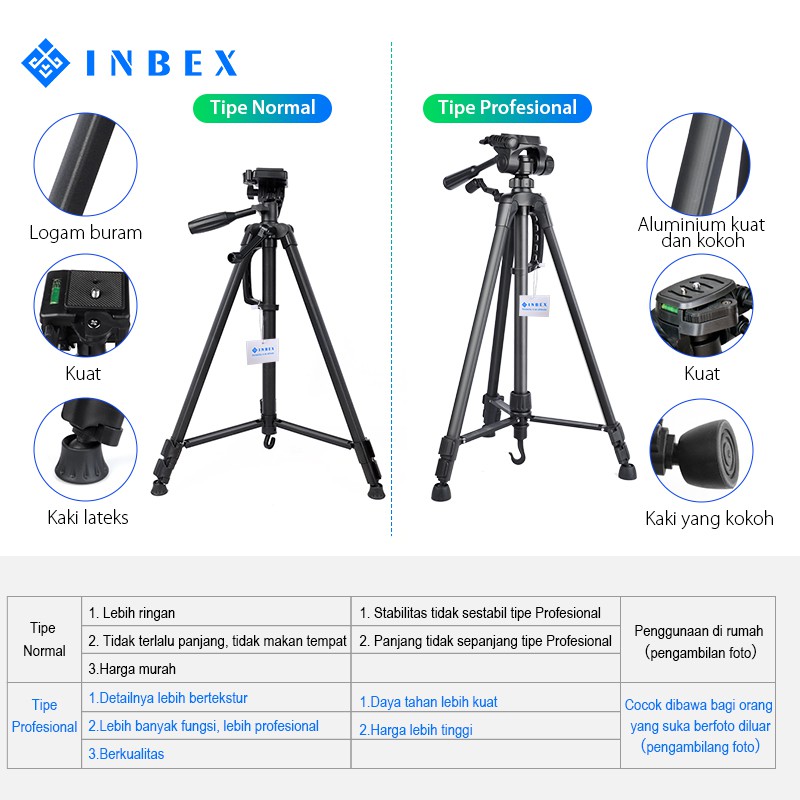 【Ready 】INBEX TF-3366 Tripod/133CM Tripod+Bluetooth Remote/for Photography Kamera cellphone DSLR Image 6
