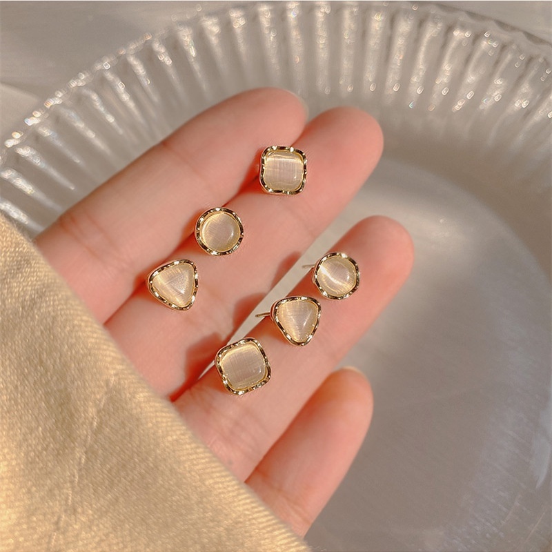 Set Anting Opal Irregular Mini Gaya Korea Untuk Wanita