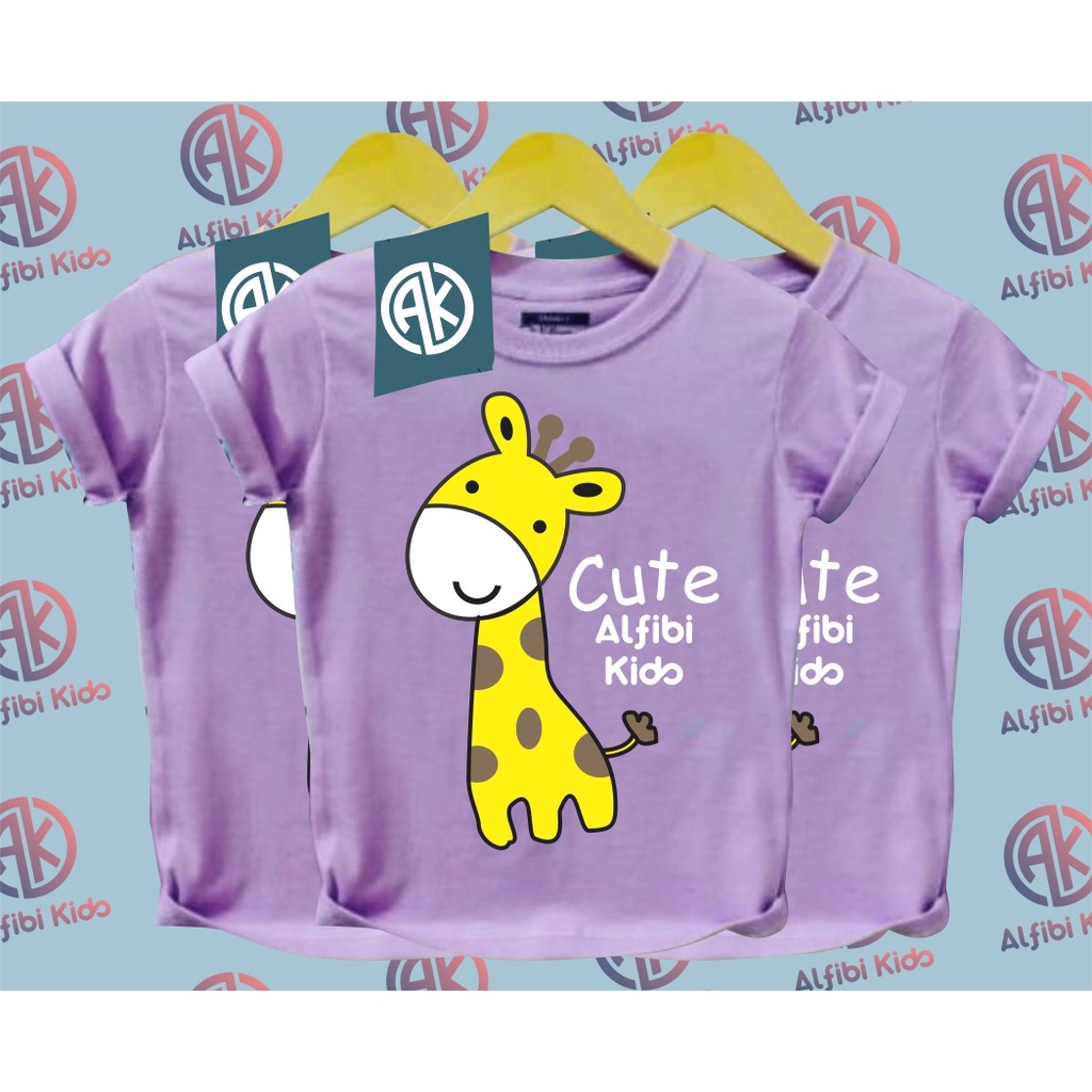 ALFIBI KIDS - Kaos Anak GIRAFFE - Baju Anak Perempuan - Baju Kaos Anak Murah