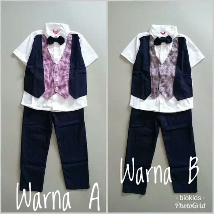 Baju Anak Bayi Laki Laki Setelan Rompi Tuxedo Set Usia Umur 6 Bulan - 4 Tahun