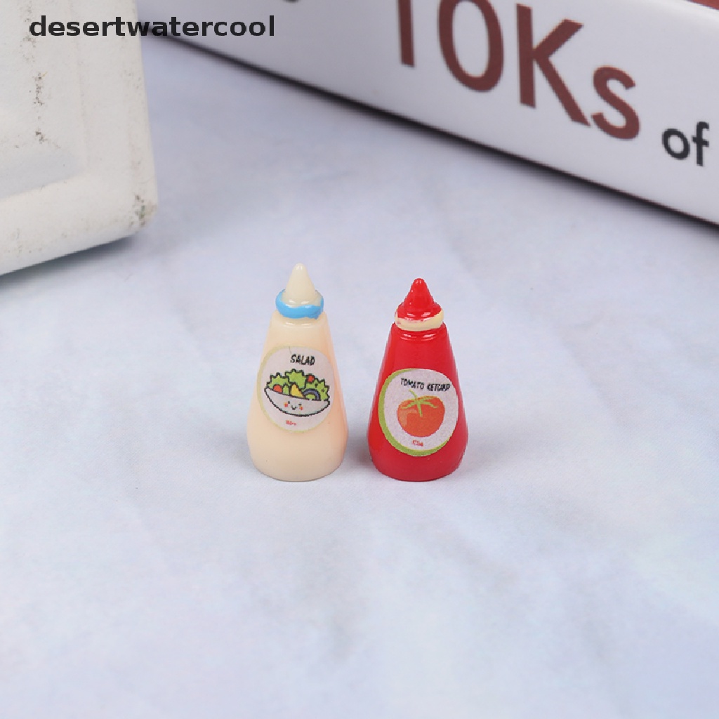 Deid 4pcs / set Mainan Miniatur Salad / Kecap / Makanan Skala 1: 12 Untuk Aksesoris Rumah Boneka