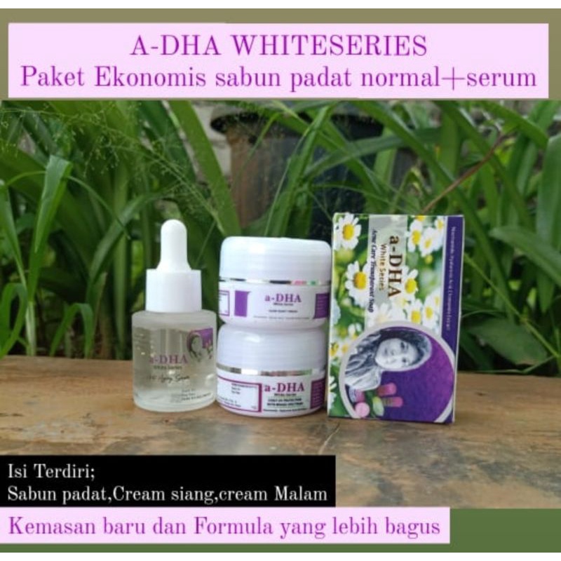 Adha white series Paket ekonomis sabun padat Normal + serum