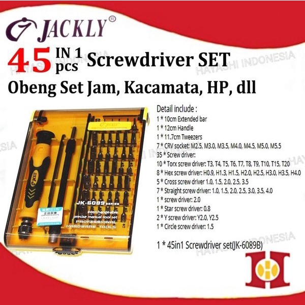 Obeng Set Kotak 45 in 1 Magnet Service Jam Handphone Computer Laptop