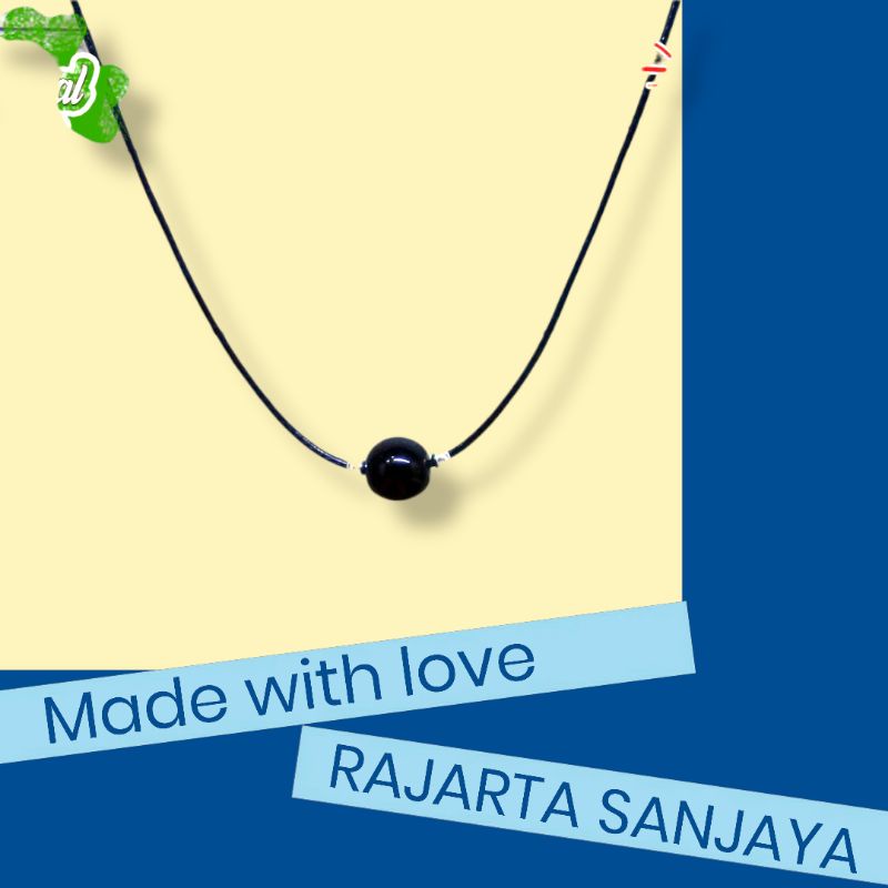 Kalung Batu  Handmade Rajarta Batu Black Onyx Protection Stone