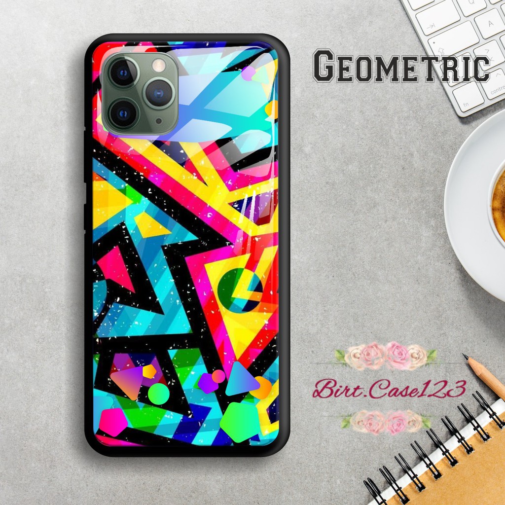 Back case glass GEOMETRIC Oppo A3s A1k A5 A9 2020 A7 F9 A5s A31 A52 a53 A92 A37 A57 A59 A71 BC1408