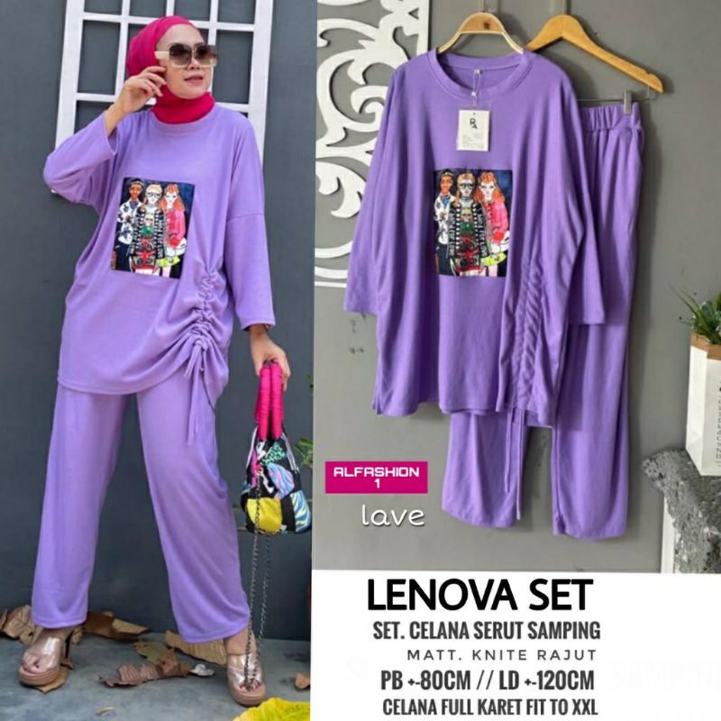 Lenova Set, SETELAN WANITA OVERSIZE JUMBO SUPER CANTIK MODIS FIT XXL XXXL LD 120-140 BAHAN KNITE RAJUT IMPORT TERMURAH OOTD