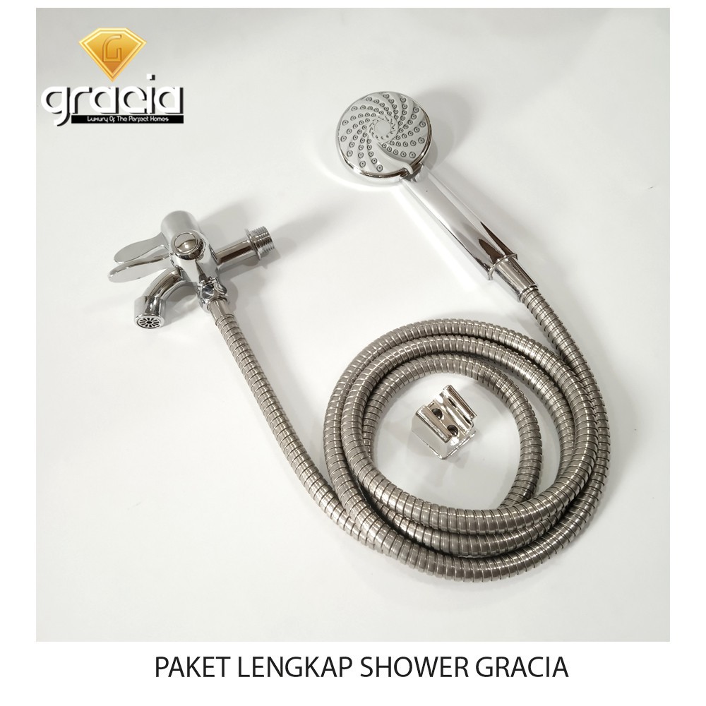 Paket Lengkap Hand shower Kran Cabang 1/2 Inch Tinggal Pasang