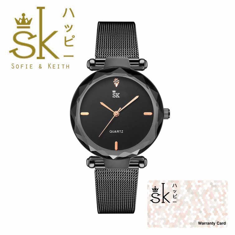 SK Diamond Black Jam Tangan Wanita - Stainless Steel - Analog