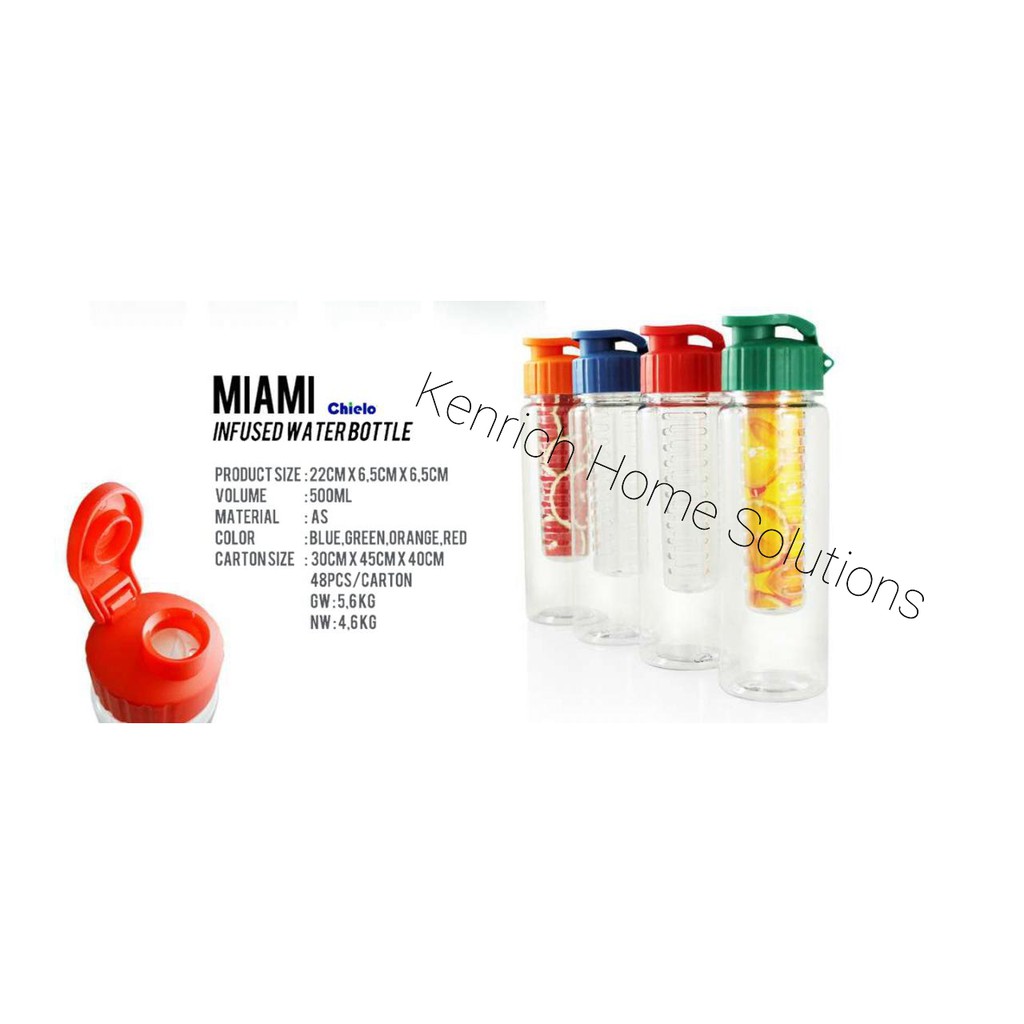 BOTOL MINUM / TUMBLER MERK CHIELO MIAMI INFUSED WATER BOTTLE
