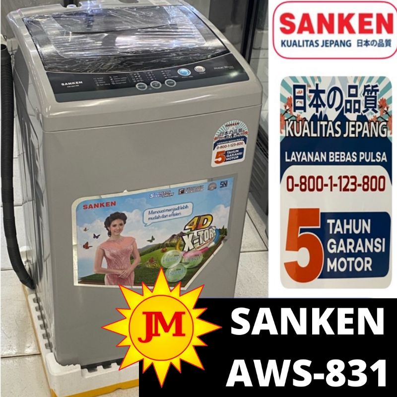 Sanken AW-S831BK top load washing machine mesin cuci satu 1 tabung otomatis