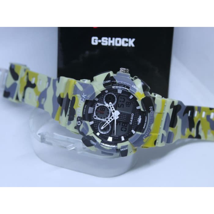 JAM TANGAN PRIA / COWOK GS GA 100 ARMY GREEN YELLOW GREY