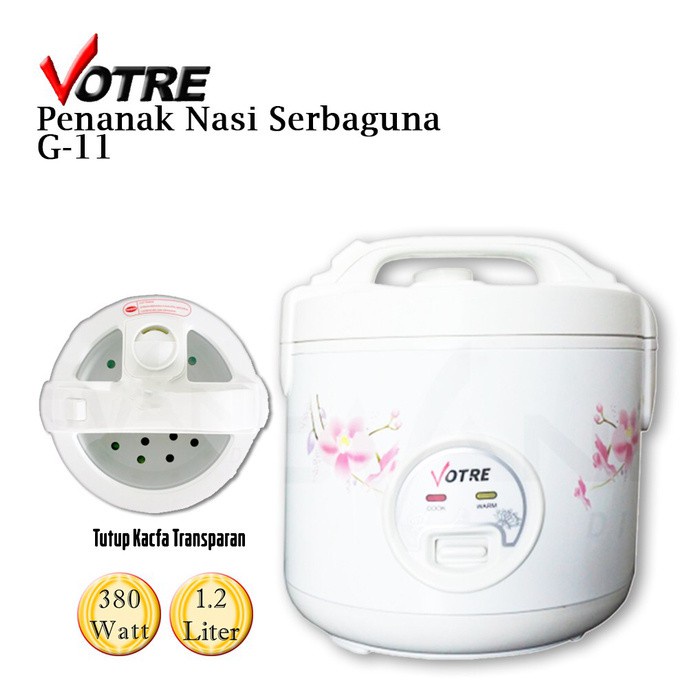 Rice Cooker / Magic Com / Penanak nasi Votre G-11 Kaca 1.2 liter