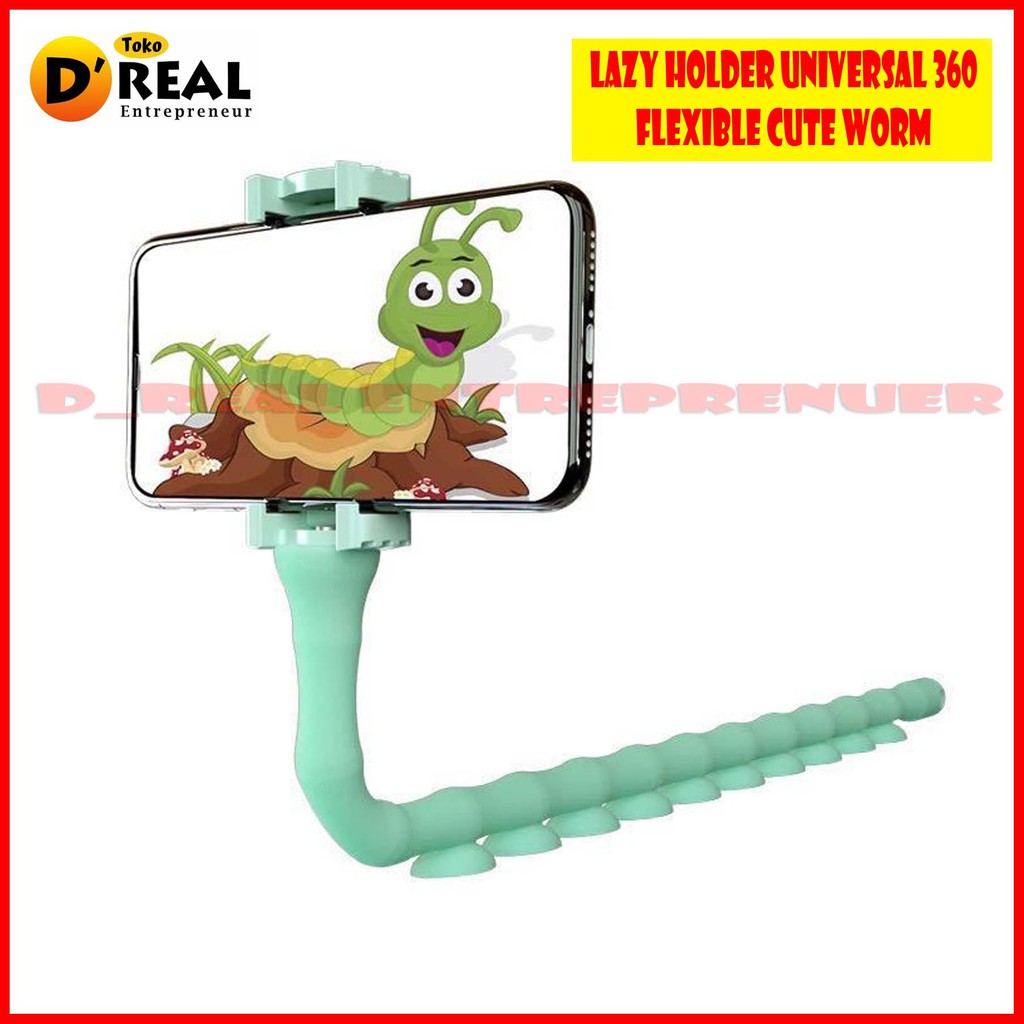 Holder Universal Cute Worm Lazy Holder 360 Lazypod Bentuk Cacing Fleksibel