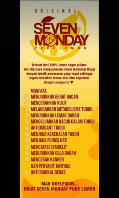 PROMO Seven Monday pure lemon 500ml free hadiah bisa pilih