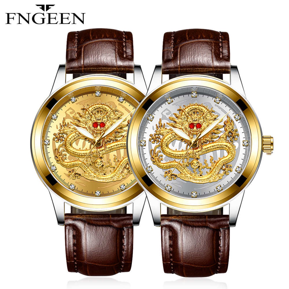 Jam Tangan Pria / Cowok / Laki Laki FNGEEN Motif Naga Mewah Elegant / Fngeen Jam Tangan Naga