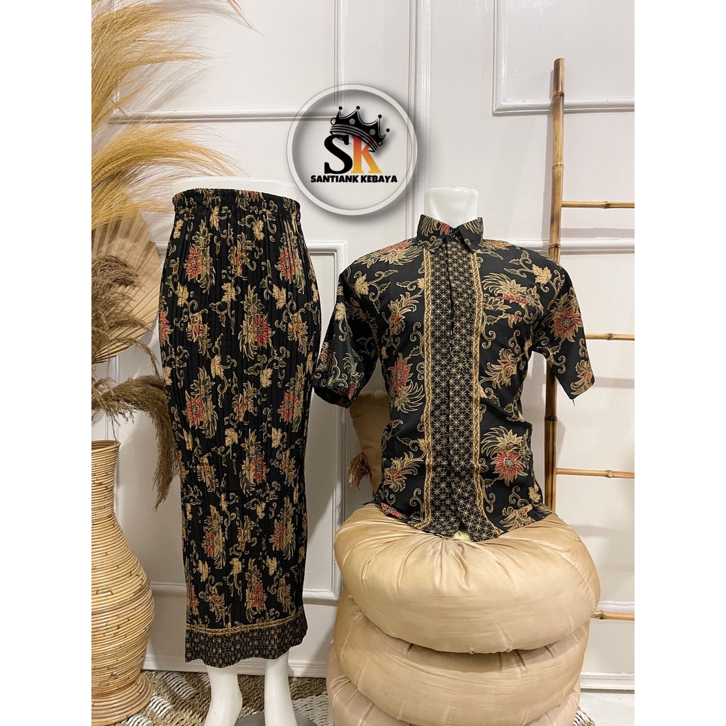 Rok Batik Couple Batik Couple Kondangan Rok Plisket Batik Kemeja Batik Pria Lengan Pendek By Santiank Kebaya