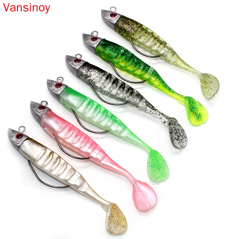 Umpan Pancing Bentuk Ikan Ekor T Bahan Plastik Lembut 10cm15.5g / 13cm26g Untuk Air Tawar / Laut