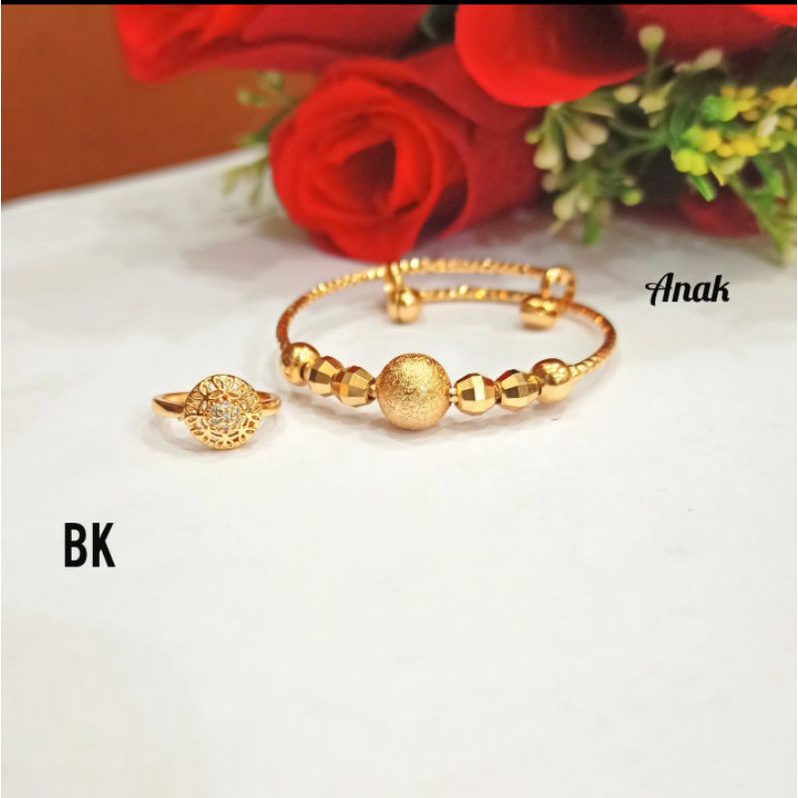 Gelang Tangan Anak Bola Free Cincin Anak Permata Zircon Gold dan Silver Perhiasan Anak