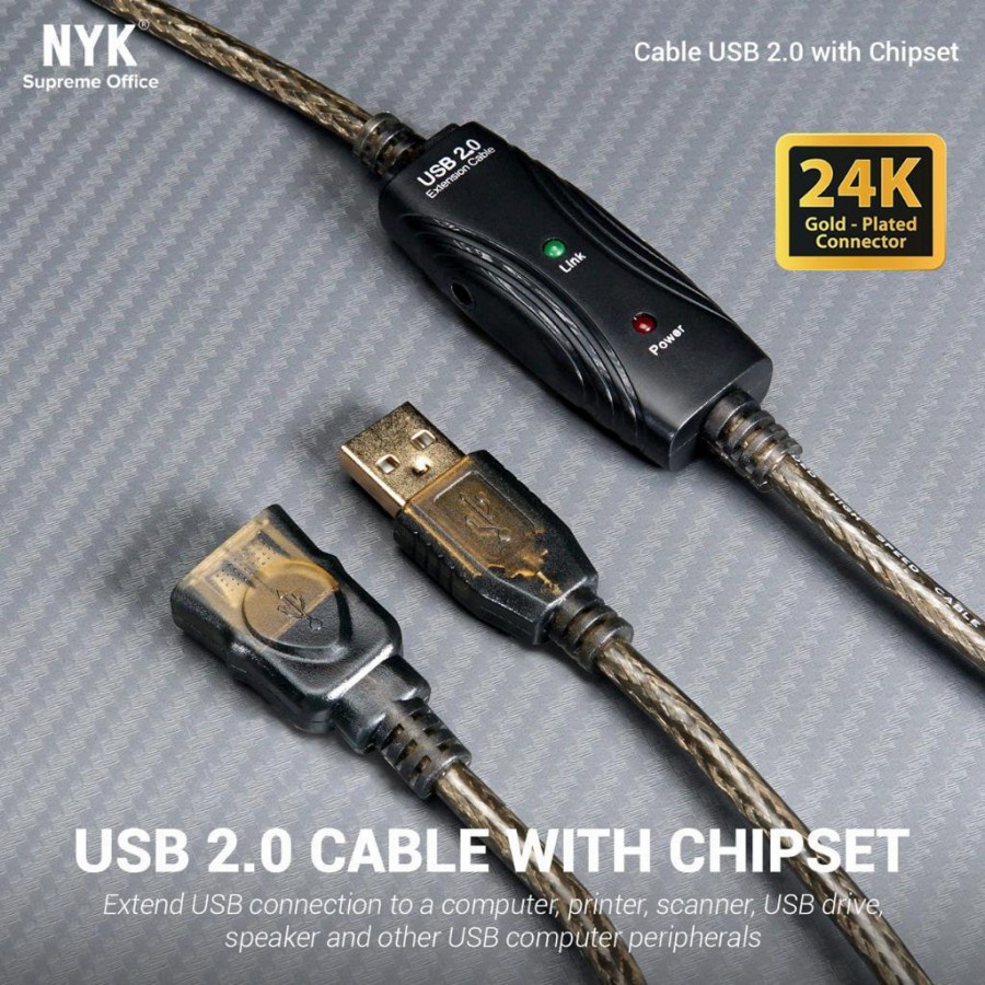 Cable usb A 2.0 Extension NB 25 meter 480Mbps active ic chipset adapter - Kabel usb2.0 male female 25m aktif