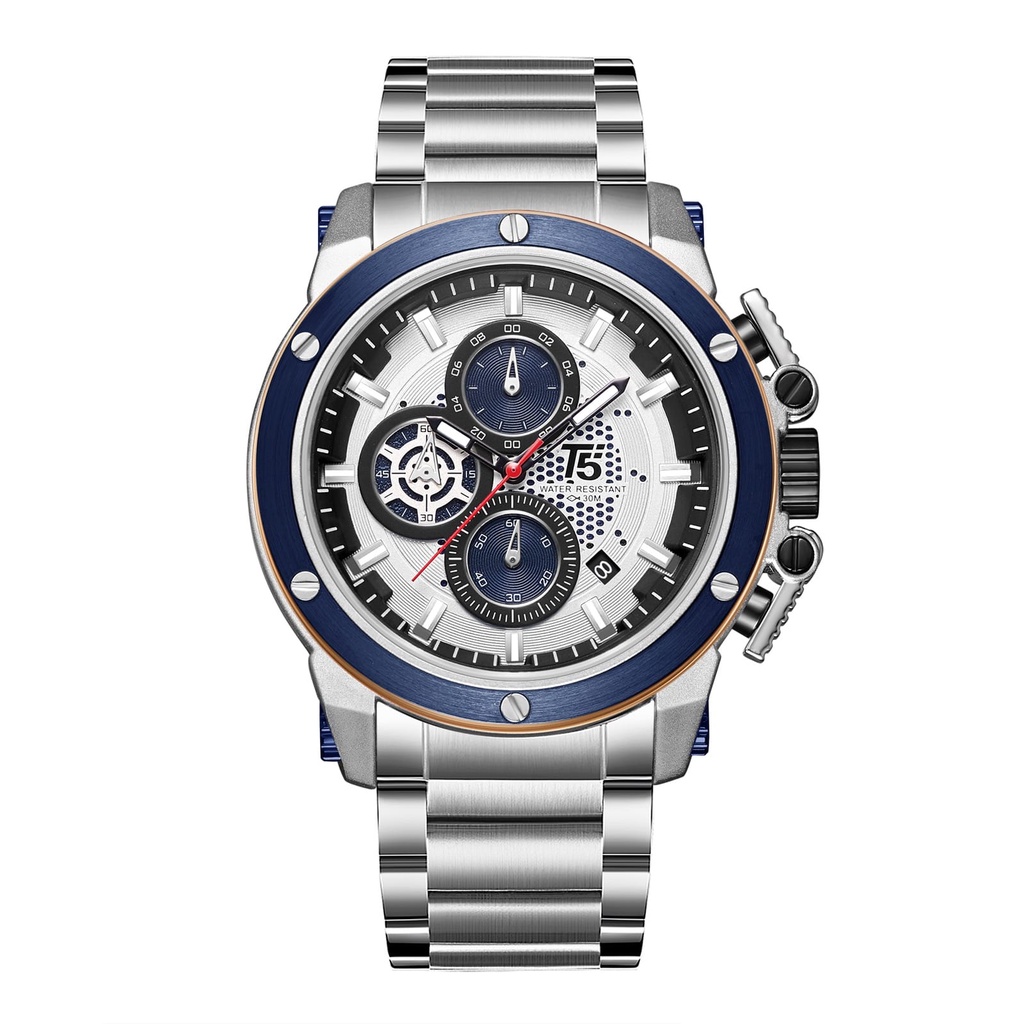 JAM TANGAN PRIA RANTAI T5 H 3854G TERBARU/T5 H 3854G/JAM TANGAN PRIA CHRONOGRAPH/JAM TANGAN T5 H 3854 ORIGINAL