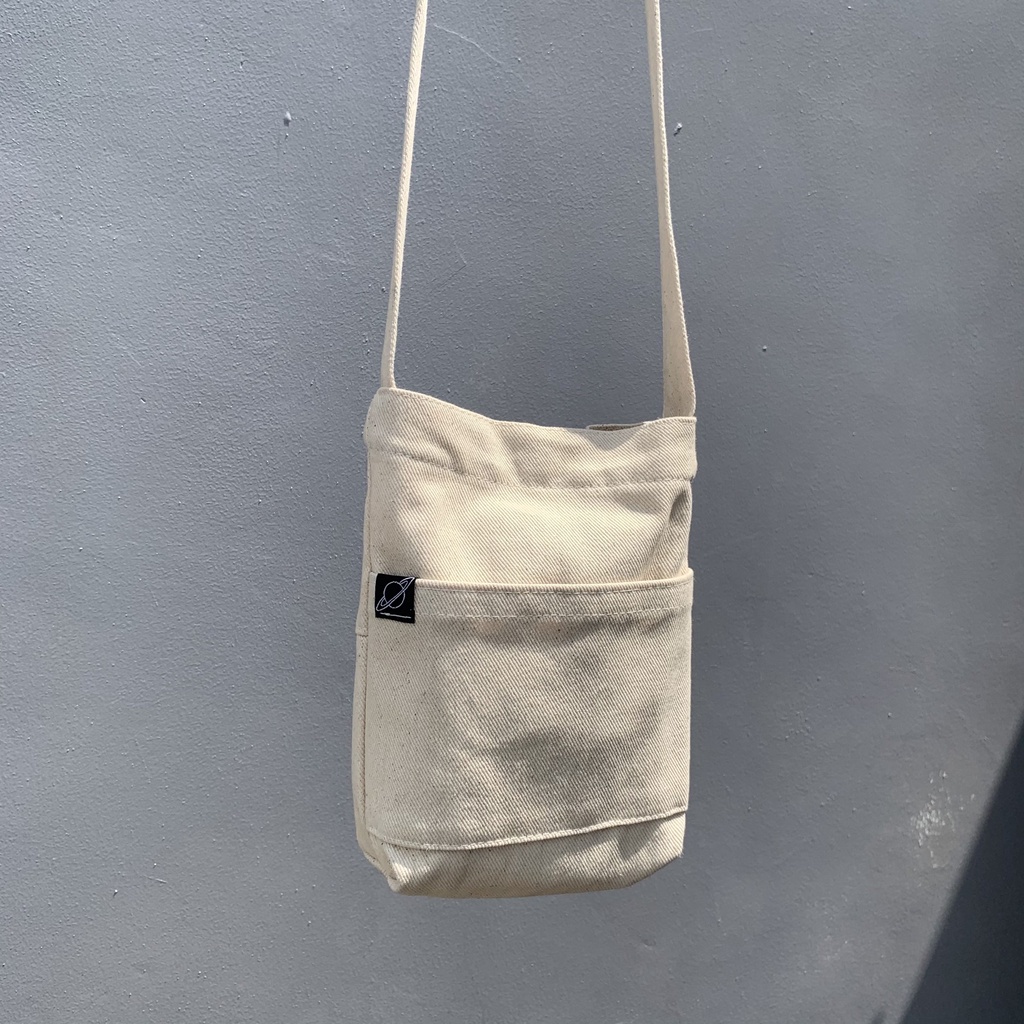 MINI CANVAS BAG POCKET/ DUA RUANG Slingbag Mini ada Saku