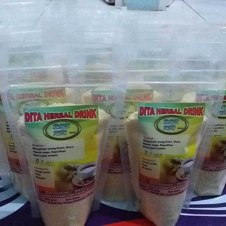 Jamu Bubuk Instan Tradisional Homemade Kunyit Putih 250 gram by Rumah Dita Herbal