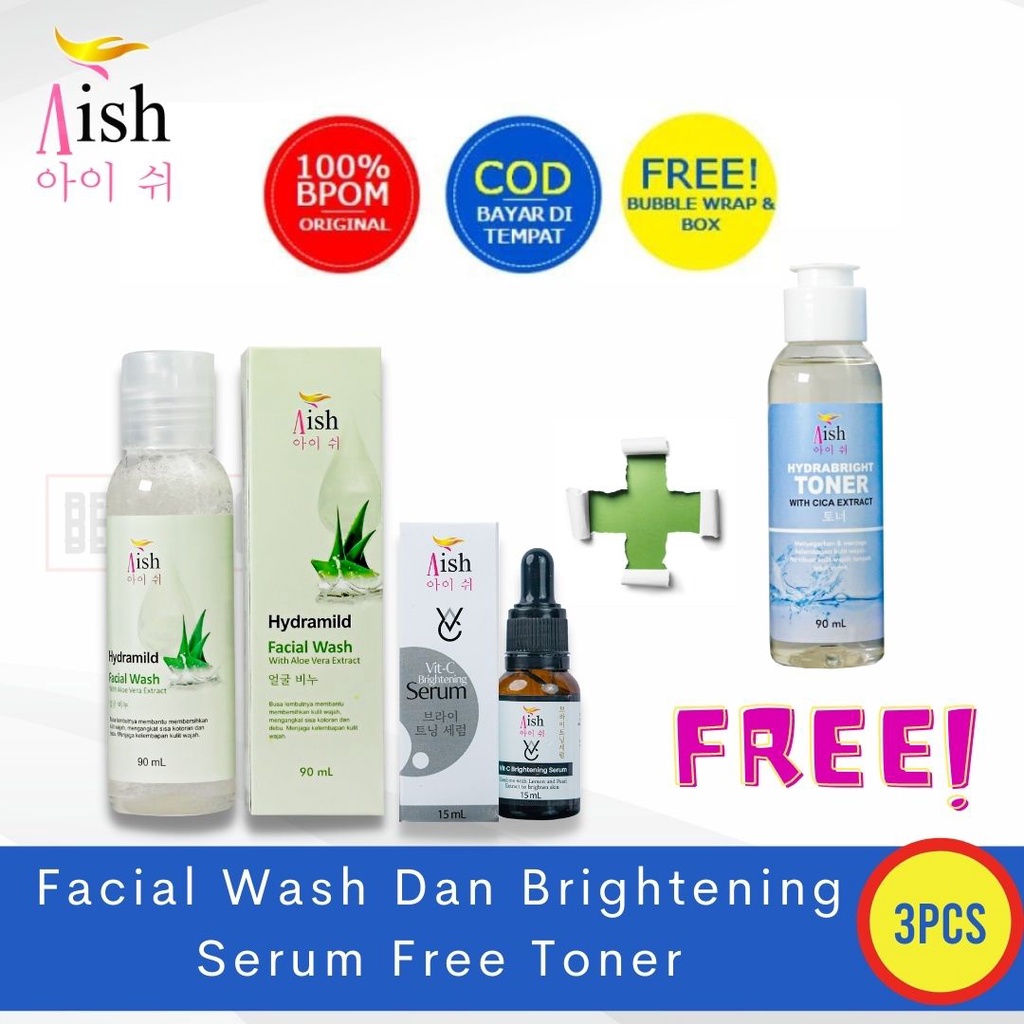 PAKET AISH GLOW BRIGHTENING AISH SKINCARE  FACIAL WASH TONER SERUM BEBAS PILIH VARIAN COCOK UNTUK PE