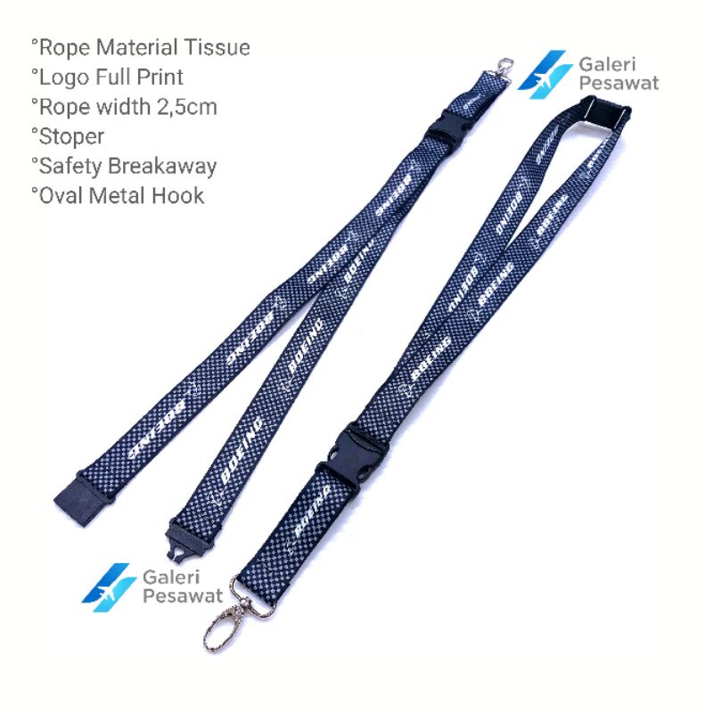 

Lanyard/Gantungan Tali ID Card Premiun BOEING CARBON