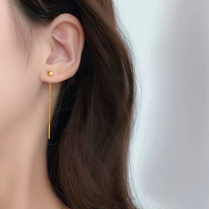 Anting Titanium Wanita Anti Karat Hati Lapis Emas 18K Aksesoris Perhiasan