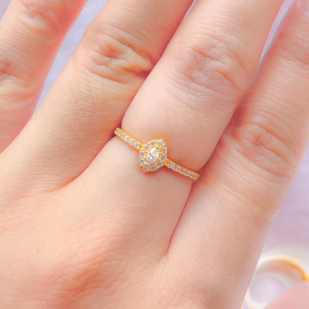 Cincin anak dan dewasa emas asli kadar 700 70% 16k model diamond segi permata selisih love ukir ringan 1 gram lilit