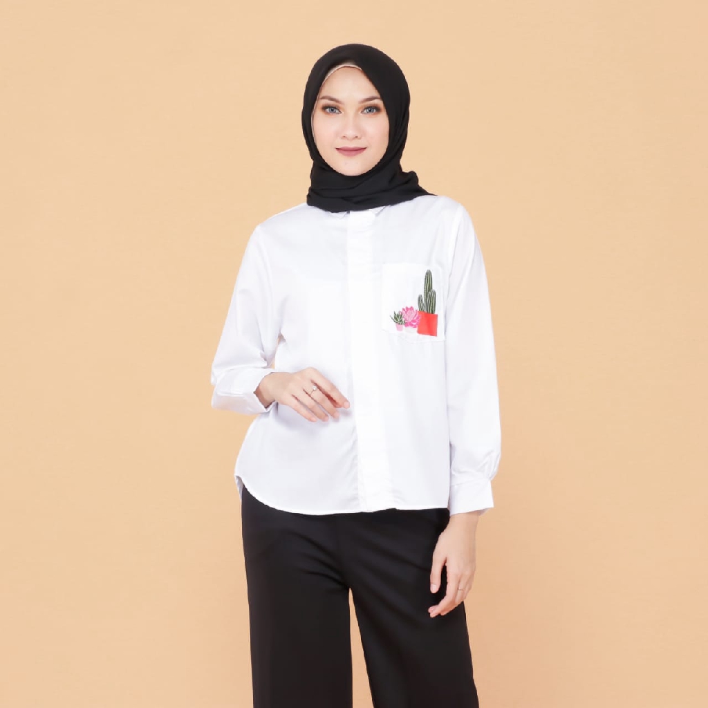 ZAHRA Atasan Wanita Kemeja Korea Kekinian Larisa Top / Atasan CEWEK Kemeja Muslim