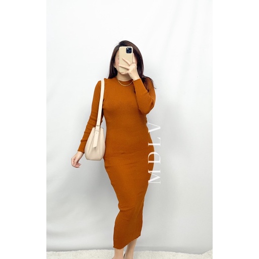 MDLV ~ Long Dress Issey Rajut Bodycon Dress Rajut