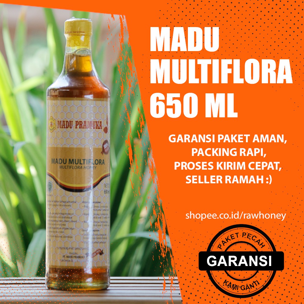 

Madu Multiflora Pramuka 650ml - Madu Pramuka - Masu Asli Murni Alami - Raw Honey - Unpasteurisasi