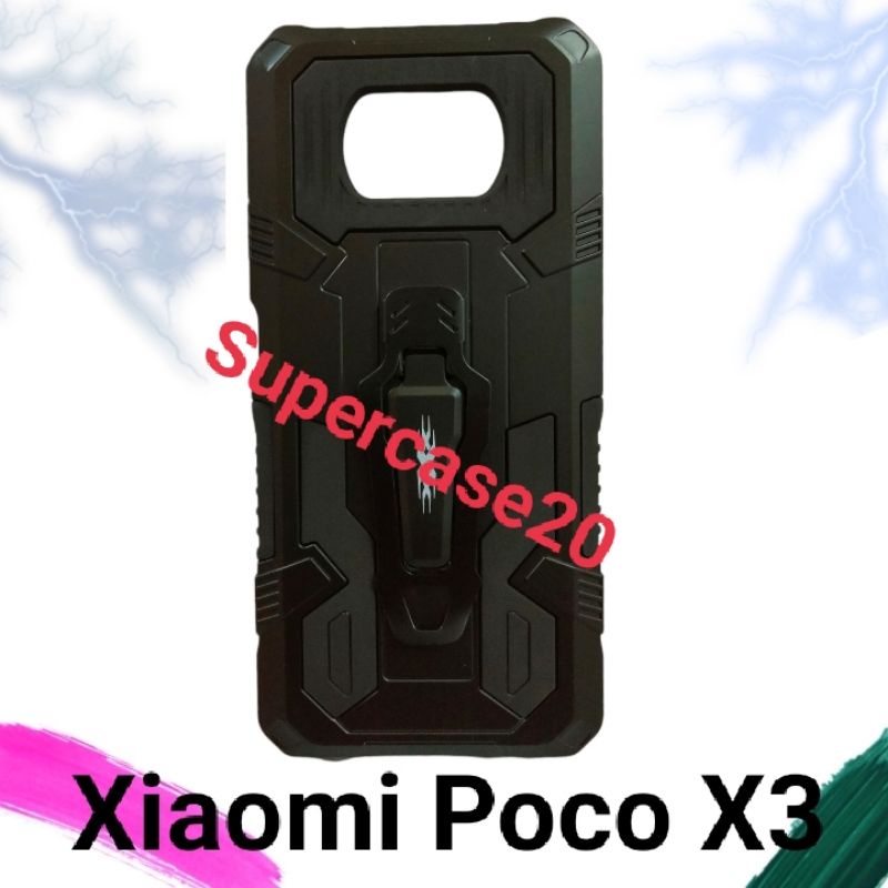 Case POCO X3 Hard Casing Poco X3 Kesing Hp Robot Poco X3 Belt Clip Cristal Robot Standing